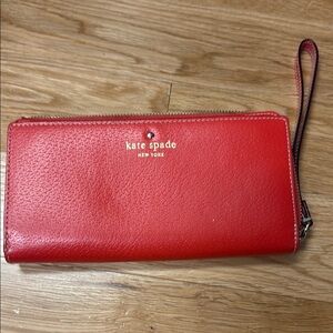 Kate Spade Red Pebbled Leather Wallet